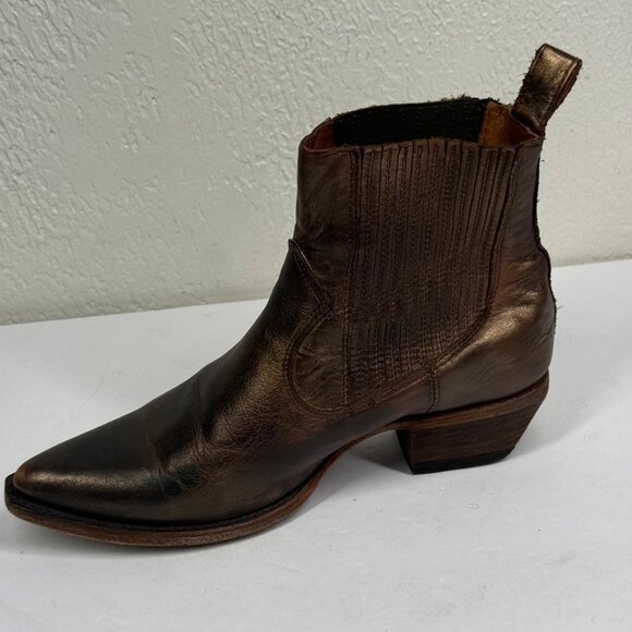 Frye Sacha Western Chelsea Boots Brown Leather Pointed Toe Size 7.5B - Picture 6 of 8